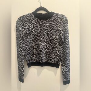 Michael Kors Collection Black and Gray Leopard Print Sweater